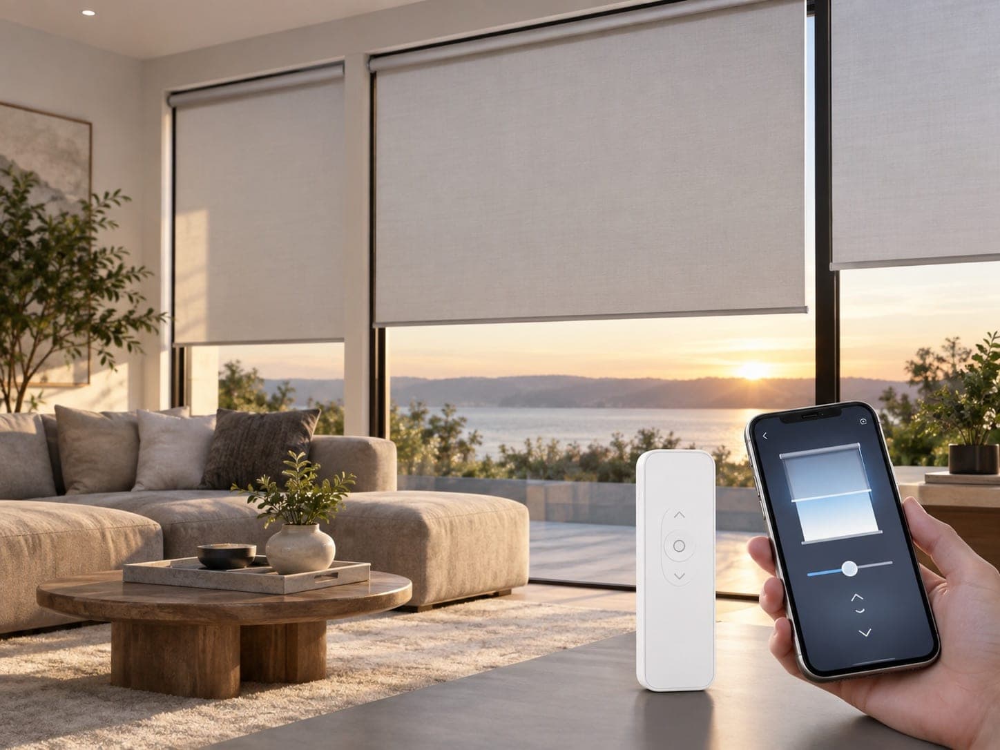 Remote and app controlled blinds