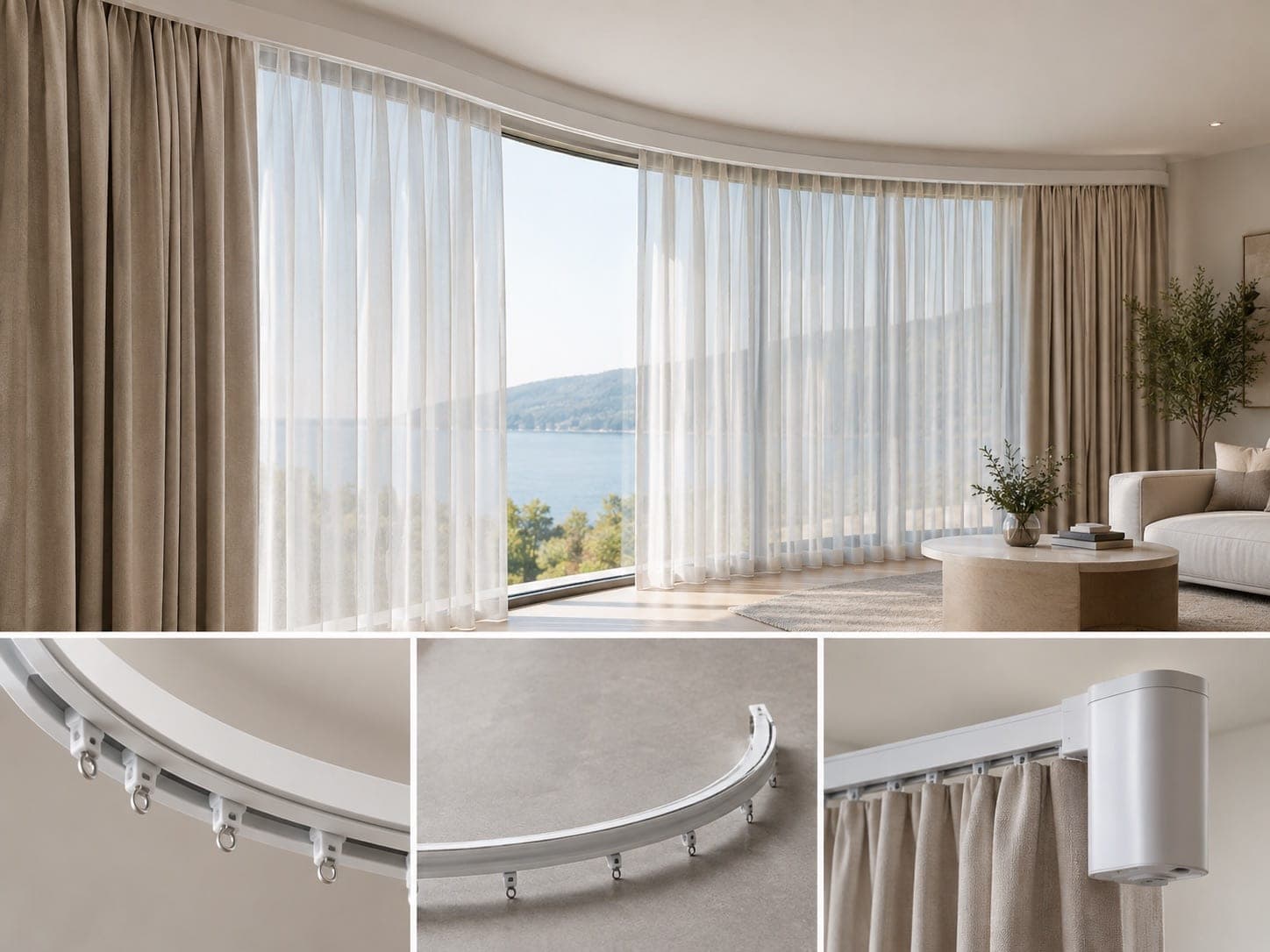 Curved curtain tracks