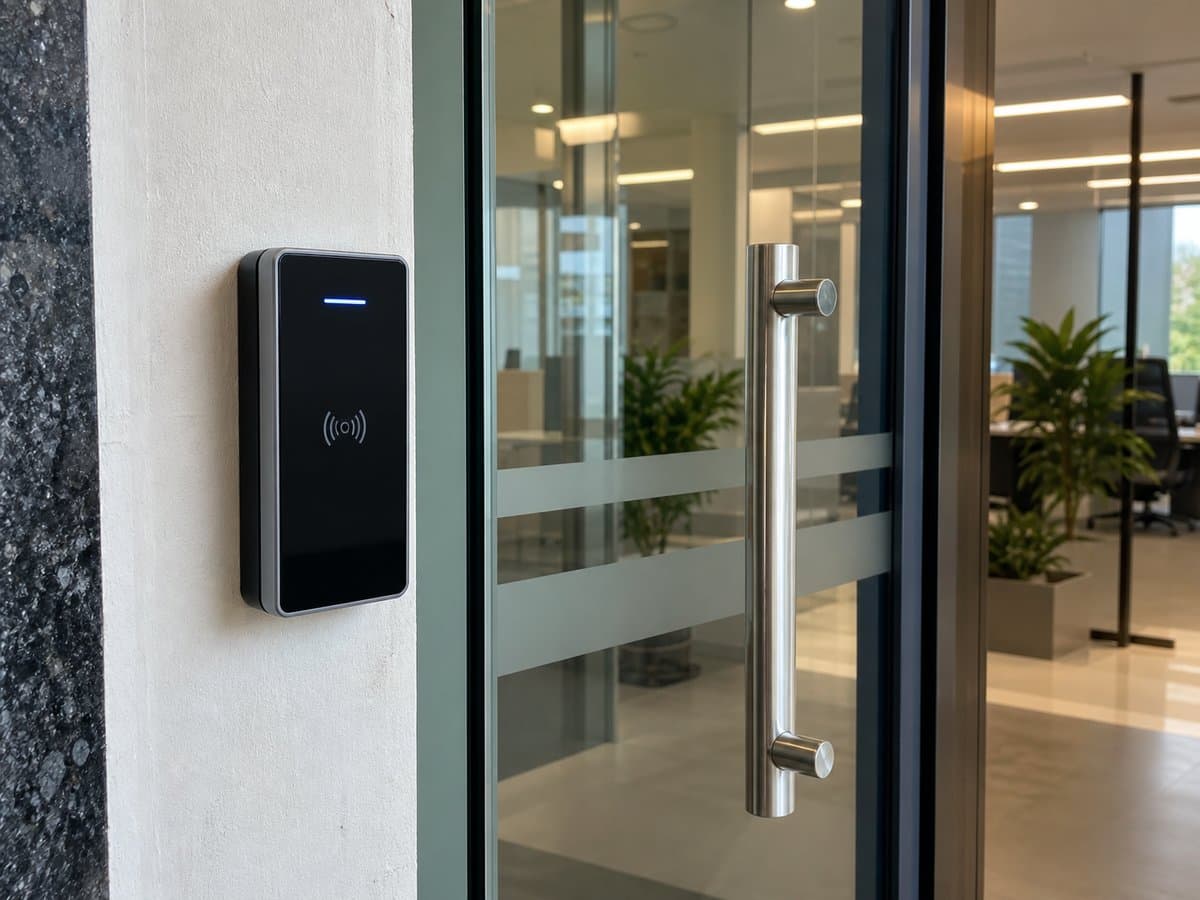 Access control reader at an entrance
