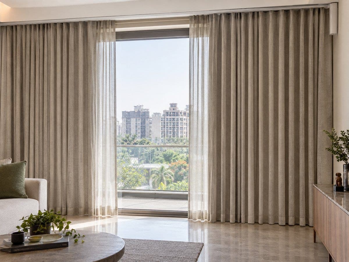 Motorized curtains on a residential window