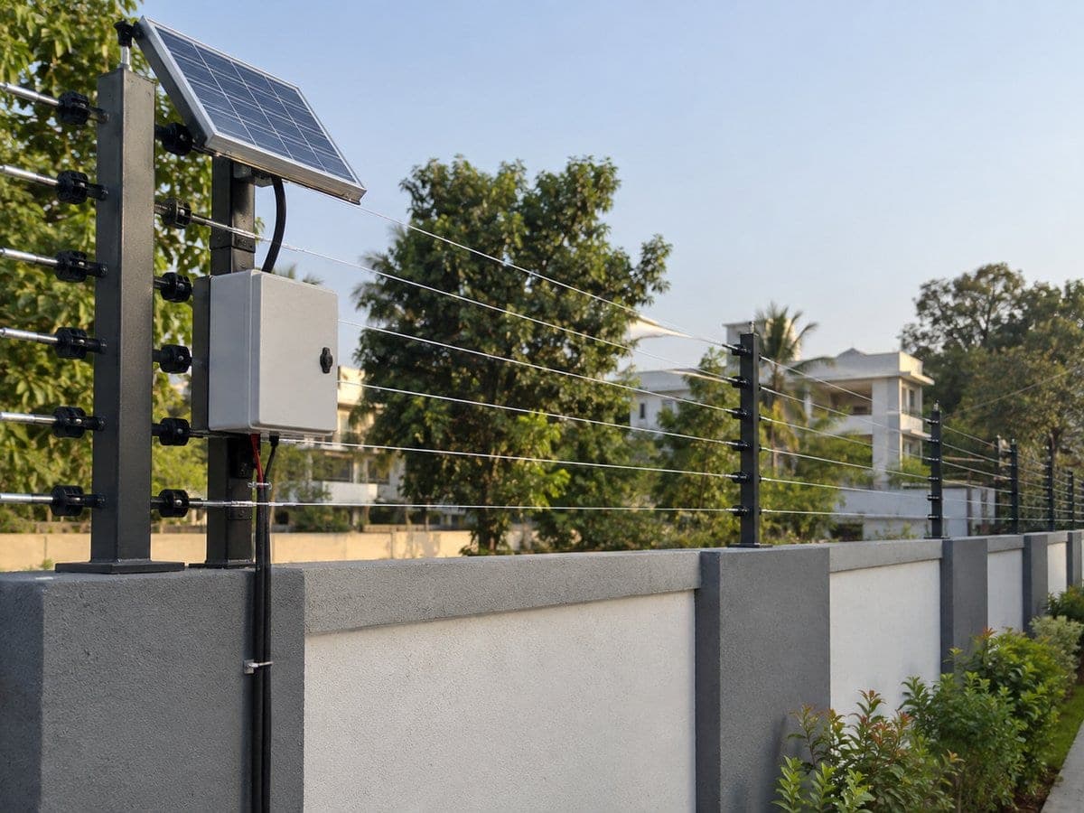 Solar fencing along a property boundary