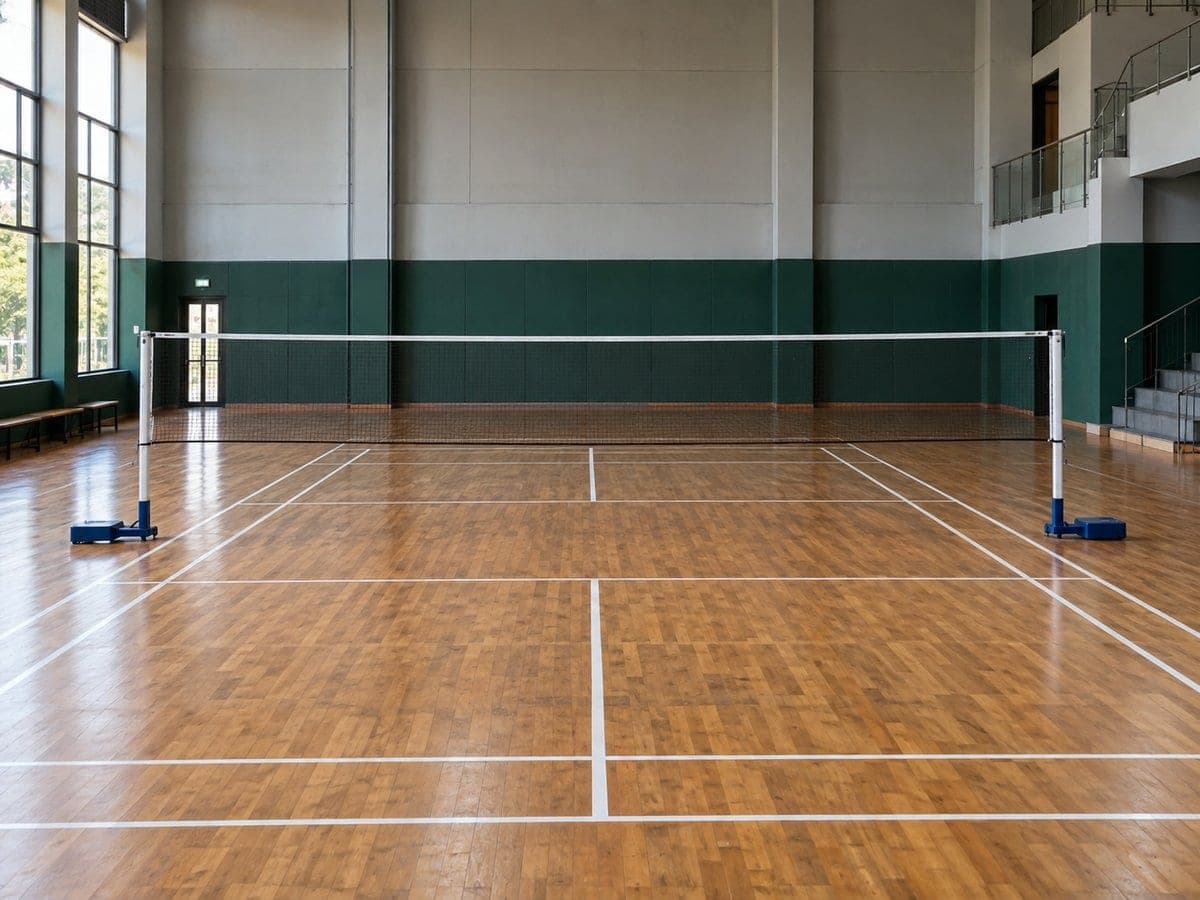 Wooden badminton court