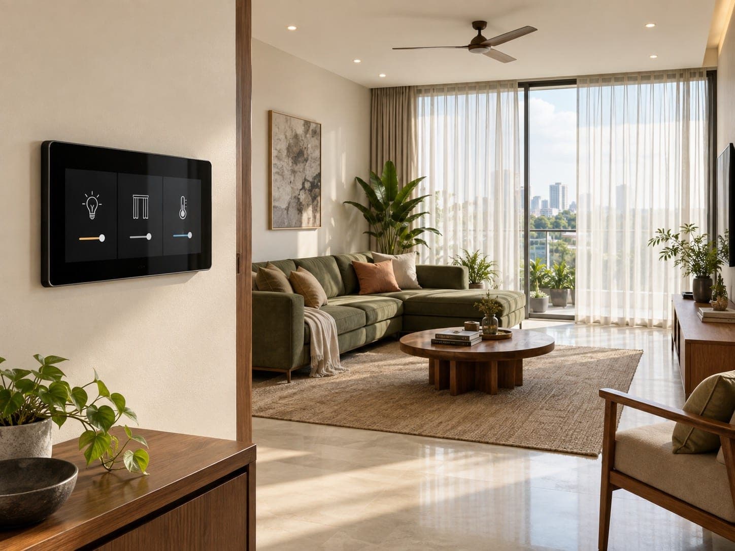 ABHEE smart home automation poster with connected home and mobile controls