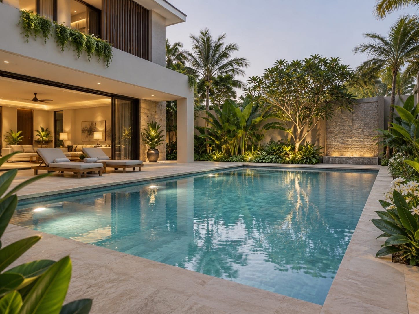 Private residential backyard swimming pool